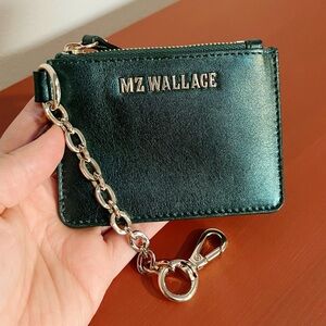 MZ Wallace Hunter Green Leather Card Holder Coin Purse Keychain Designer